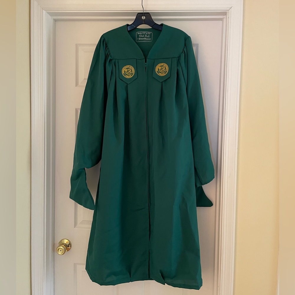George, mason, university, master, cap, and gown. Plus master hood.